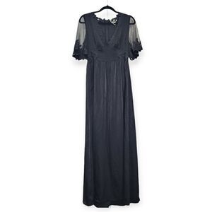 Wild honey black lace embroidered maxi dress, medium